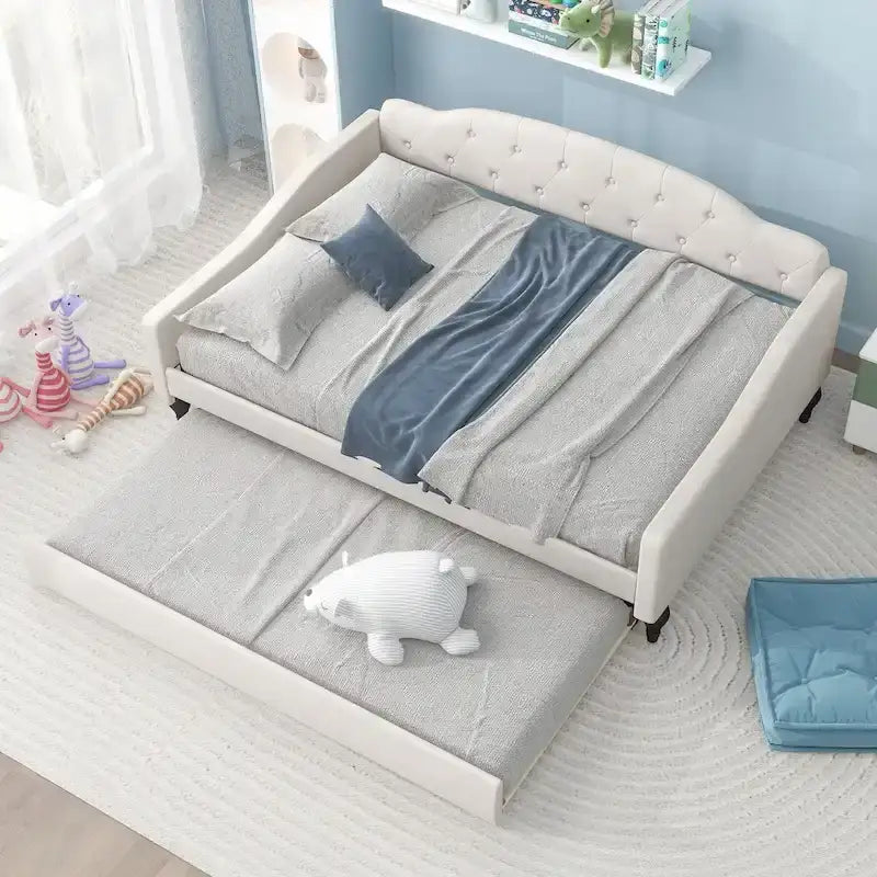 Divano Letto Imbottito Capitonnè Matrimoniale con Letto Estraibile Singolo