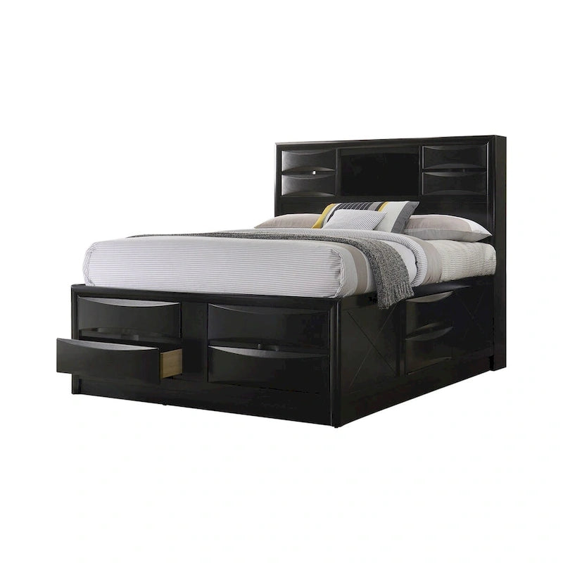 Set camera da letto Isabel Black 5 pezzi con 2 comodini