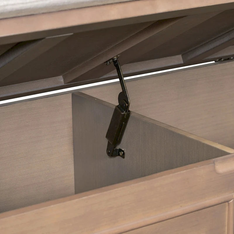 Panca contenitore multifunzione in legno massello stile rustico con cerniera di sicurezza