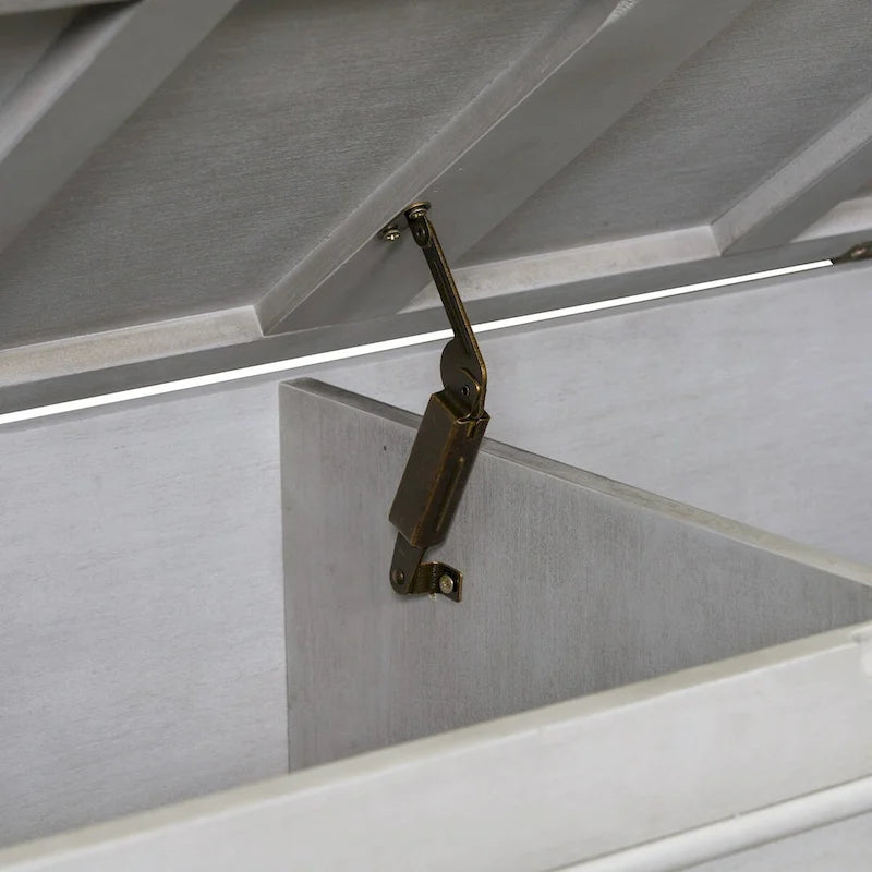 Panca contenitore multifunzione in legno massello stile rustico con cerniera di sicurezza