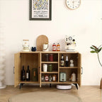 45.3W Three-Door Cabinet with Natural Rattan - N/A