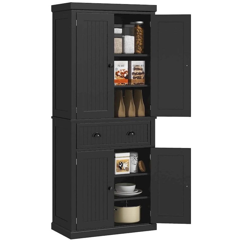 Dispensa da Cucina da 72", Armadietto Alto, Credenza Autoportante con Cassetto, Ante e Ripiani Regolabili