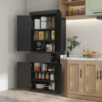 Dispensa da Cucina da 72", Armadietto Alto, Credenza Autoportante con Cassetto, Ante e Ripiani Regolabili