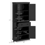 Dispensa da Cucina da 72", Armadietto Alto, Credenza Autoportante con Cassetto, Ante e Ripiani Regolabili