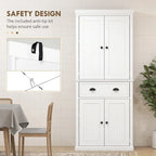 Dispensa da Cucina da 72", Armadietto Alto, Credenza Autoportante con Cassetto, Ante e Ripiani Regolabili