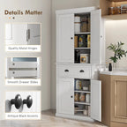 Dispensa da Cucina da 72", Armadietto Alto, Credenza Autoportante con Cassetto, Ante e Ripiani Regolabili