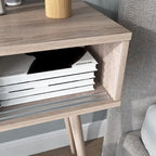 Tavolo da ingresso con 2 cassetti a pannello intagliato, Tavolo consolle con spazio di archiviazione e gambe in legno, Tavolo da divano dietro al divano per corridoio
