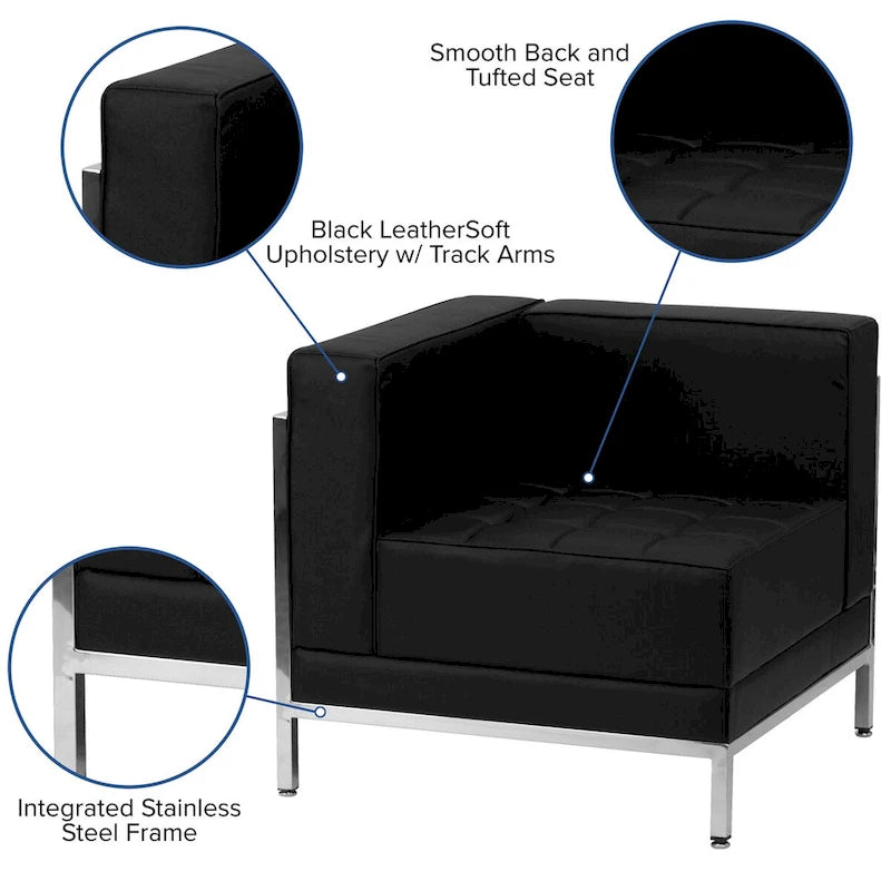Divano Sezionale Modulare a 9 Pezzi - Gambe in Acciaio Inossidabile - 140.5W x 28.75 - 140.5D x 27.5H
