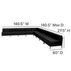 Divano Sezionale Modulare a 9 Pezzi - Gambe in Acciaio Inossidabile - 140.5W x 28.75 - 140.5D x 27.5H