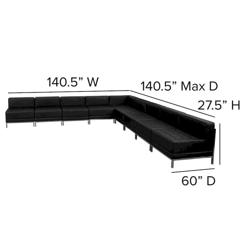 Divano Sezionale Modulare a 9 Pezzi - Gambe in Acciaio Inossidabile - 140.5W x 28.75 - 140.5D x 27.5H