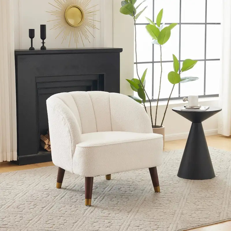 Poltroncina a Botte Imbottita con Gambe in Legno