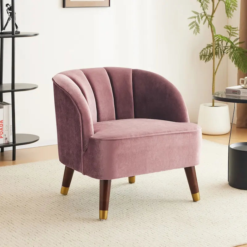 Poltroncina a Botte Imbottita con Gambe in Legno