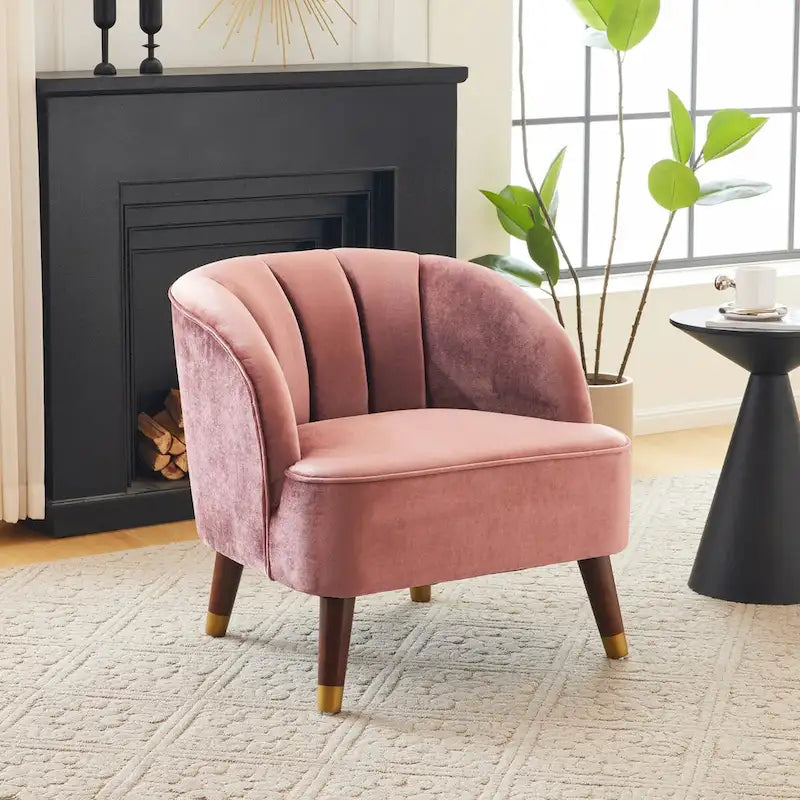 Poltroncina a Botte Imbottita con Gambe in Legno