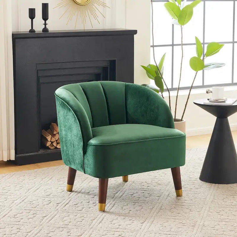 Poltroncina a Botte Imbottita con Gambe in Legno
