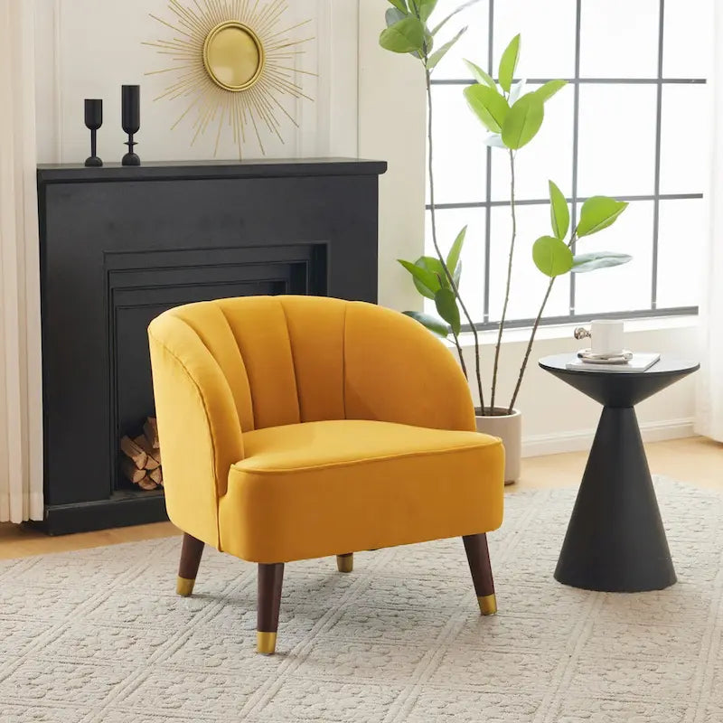 Poltroncina a Botte Imbottita con Gambe in Legno