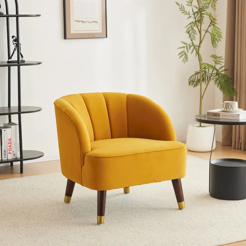 Poltroncina a Botte Imbottita con Gambe in Legno