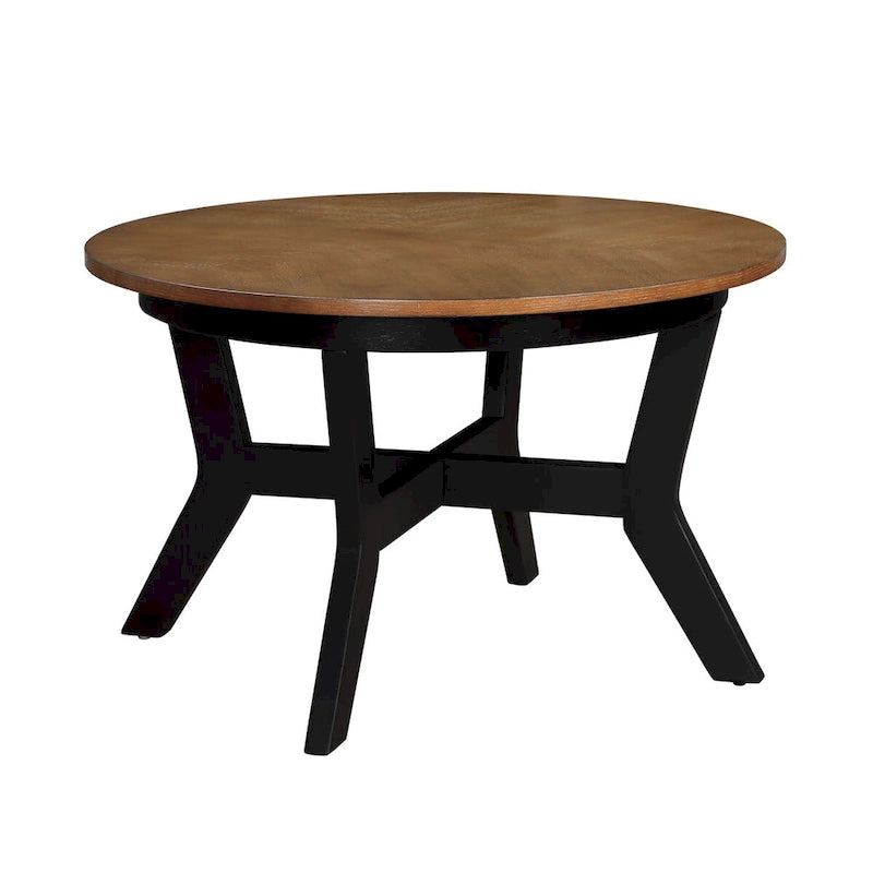 Tavolino da caffè rotondo in legno stile Mid-Century per soggiorno in stile rustico