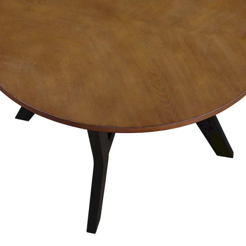 Tavolino da caffè rotondo in legno stile Mid-Century per soggiorno in stile rustico