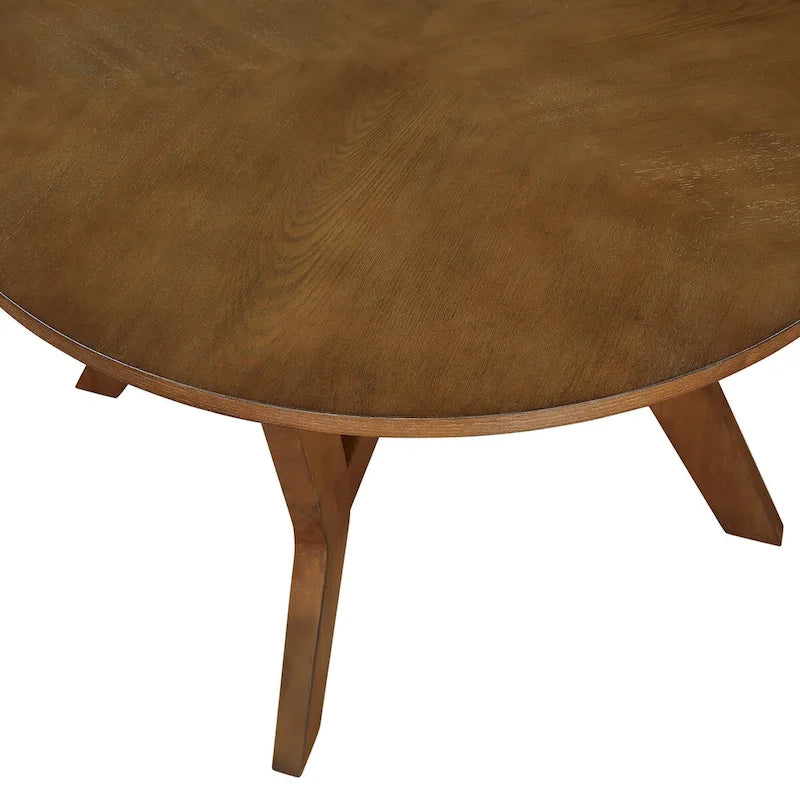 Tavolino da caffè rotondo in legno stile Mid-Century per soggiorno in stile rustico