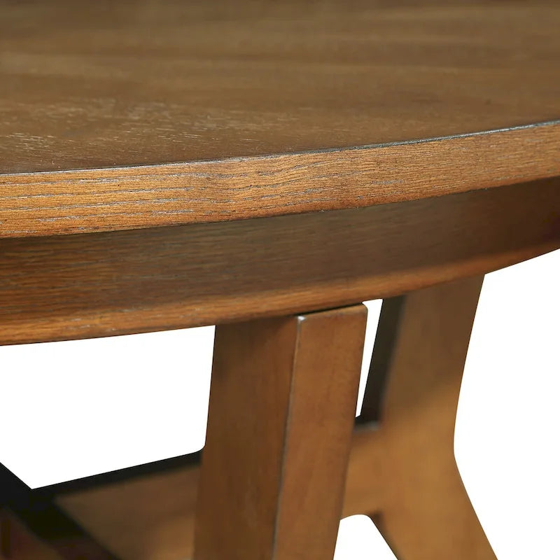 Tavolino da caffè rotondo in legno stile Mid-Century per soggiorno in stile rustico