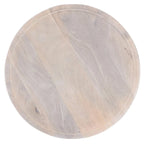 Tavolino rotondo, 45 cm di diametro, con base a piedistallo, in legno di quercia bianco e mango