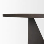 Tavolo da Pranzo Rotondo con Base Geometrica in Legno Testurizzato Espresso - 60,0L x 60,0W x 30,0H