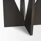 Tavolo da Pranzo Rotondo con Base Geometrica in Legno Testurizzato Espresso - 60,0L x 60,0W x 30,0H