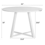 Set da pranzo rotondo da 5 pezzi, tavolo da pranzo con base a cavalletto e 4 sedie in tessuto bouclé