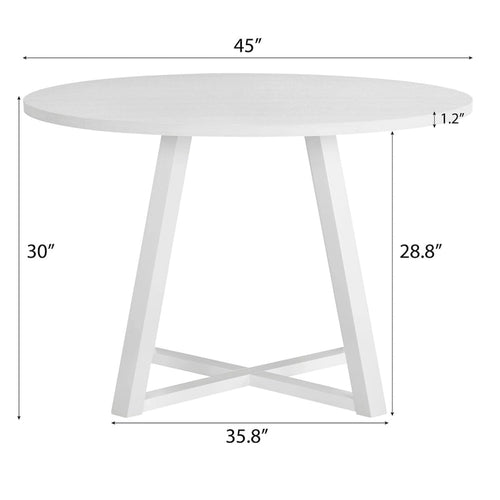 Set da pranzo rotondo da 5 pezzi, tavolo da pranzo con base a cavalletto e 4 sedie in tessuto bouclé