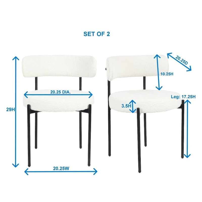 Set da pranzo rotondo da 5 pezzi, tavolo da pranzo con base a cavalletto e 4 sedie in tessuto bouclé
