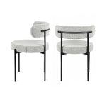 Set da pranzo rotondo da 5 pezzi, tavolo da pranzo con base a cavalletto e 4 sedie in tessuto bouclé