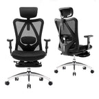 Sedia da Ufficio Ergonomica con Poggiapiedi, Schienale Alto per Persone Robuste, Nera - 68*70*130