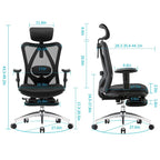 Sedia da Ufficio Ergonomica con Poggiapiedi, Schienale Alto per Persone Robuste, Nera - 68*70*130