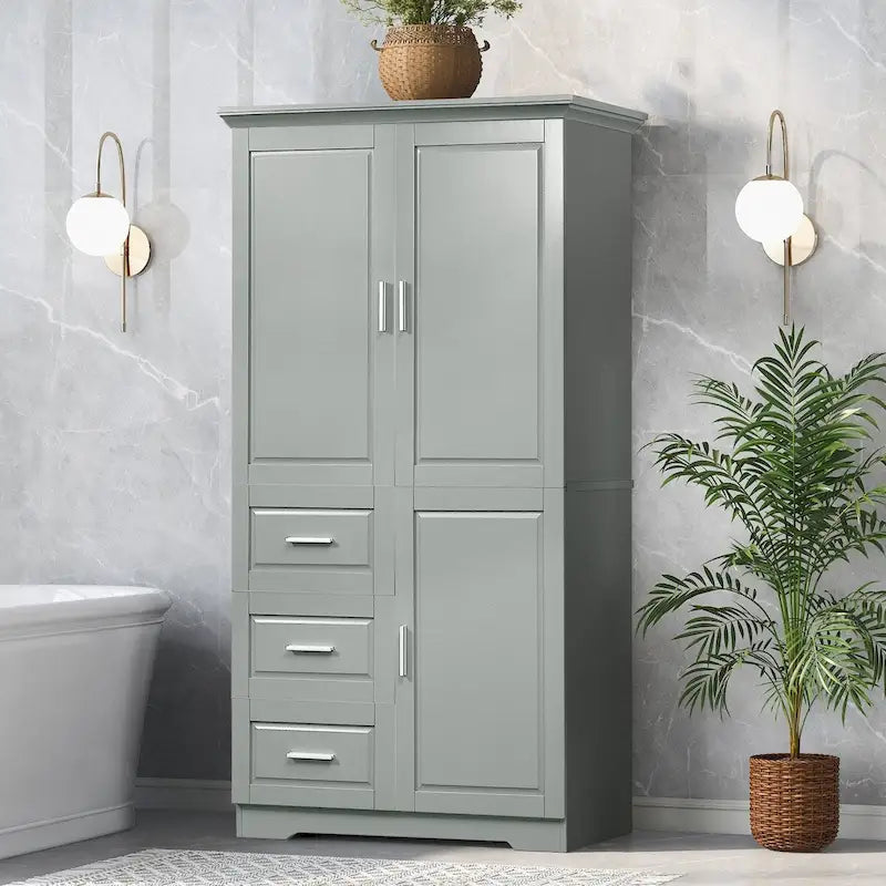 Armadio portaoggetti con ante e tre cassetti, 81 cm L x 183 cm H