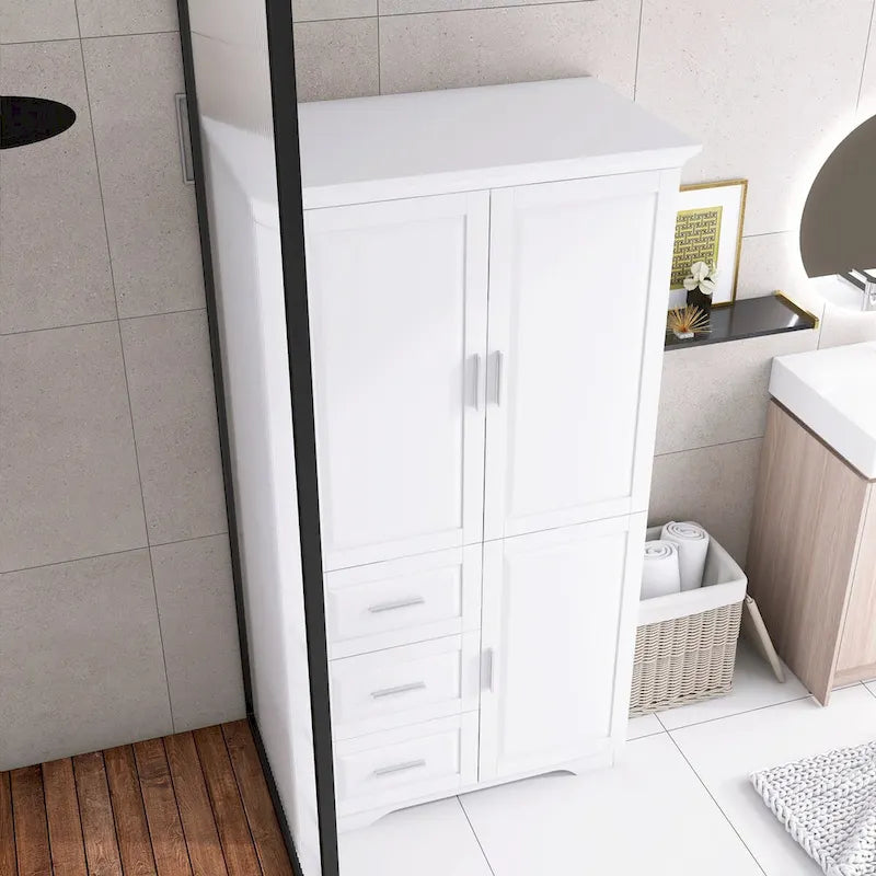 Armadio portaoggetti con ante e tre cassetti, 81 cm L x 183 cm H