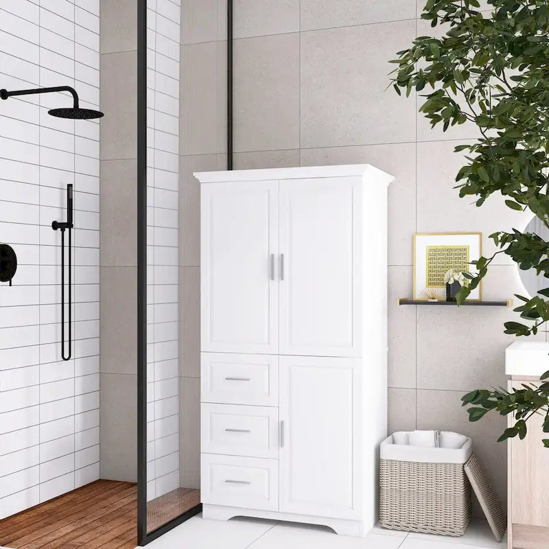 Armadio portaoggetti con ante e tre cassetti, 81 cm L x 183 cm H