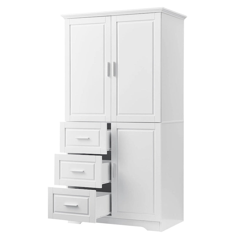 Armadio portaoggetti con ante e tre cassetti, 81 cm L x 183 cm H