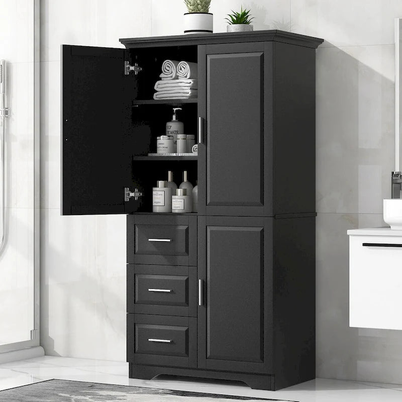 Armadio portaoggetti con ante e tre cassetti, 81 cm L x 183 cm H
