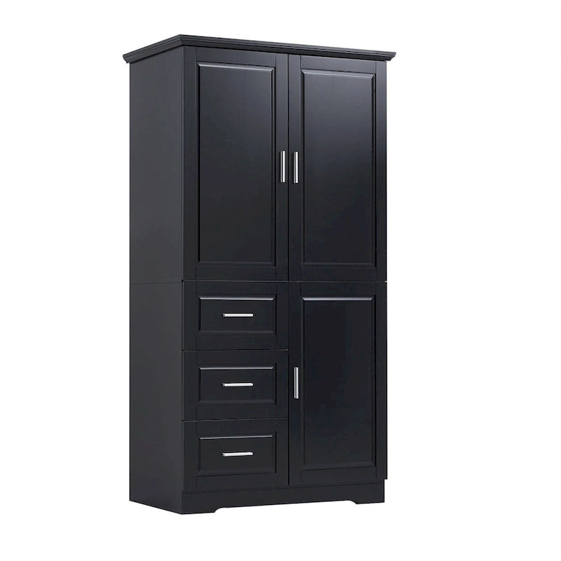 Armadio portaoggetti con ante e tre cassetti, 81 cm L x 183 cm H