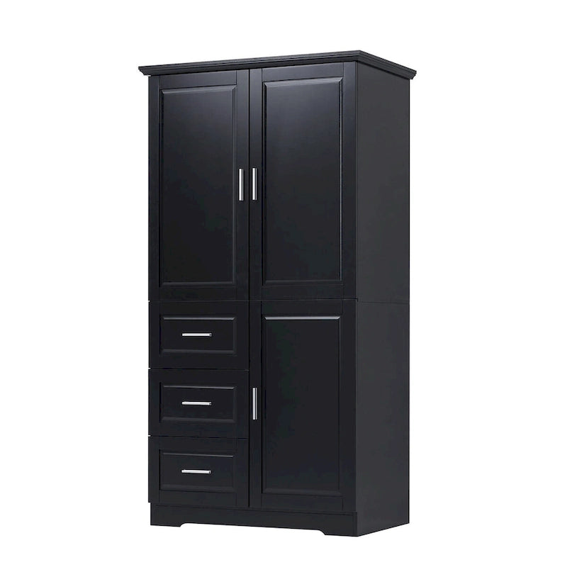 Armadio portaoggetti con ante e tre cassetti, 81 cm L x 183 cm H
