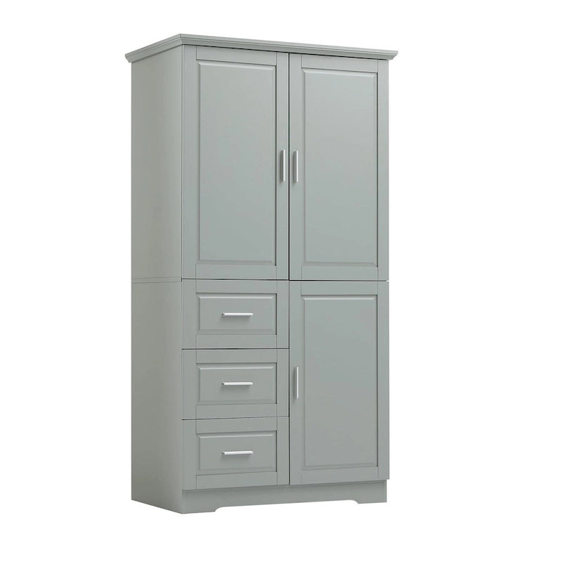 Armadio portaoggetti con ante e tre cassetti, 81 cm L x 183 cm H