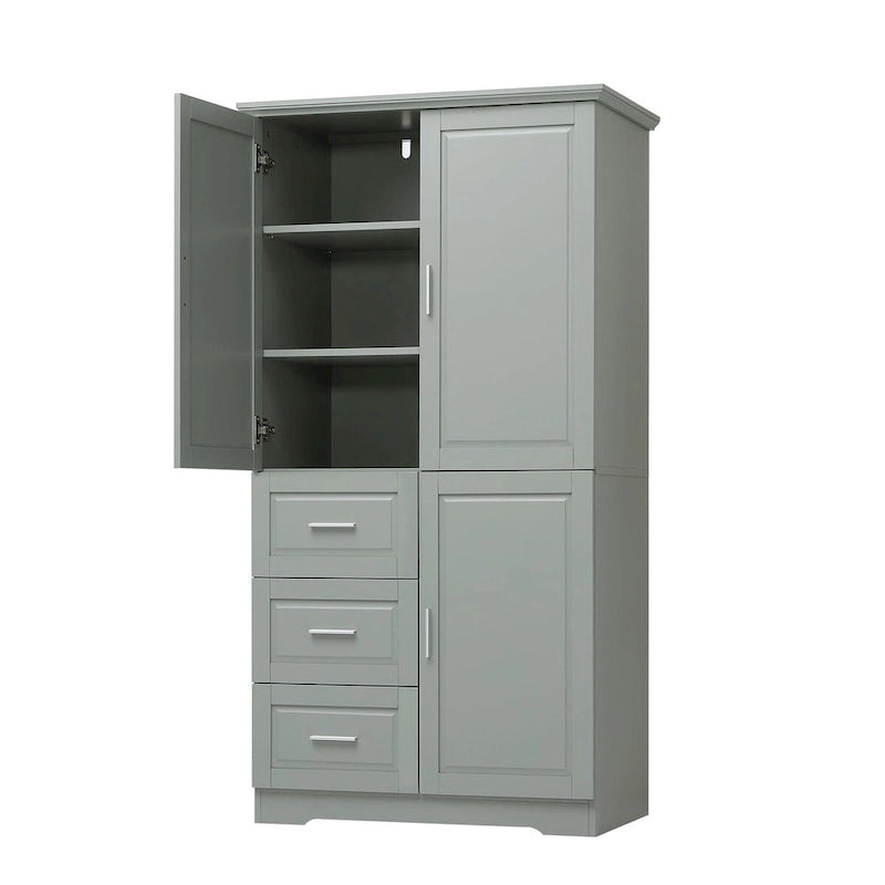 Armadio portaoggetti con ante e tre cassetti, 81 cm L x 183 cm H
