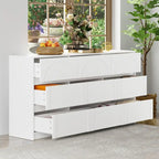 Comò bianco a 9 cassetti con design moderno e caratteristiche di sicurezza
